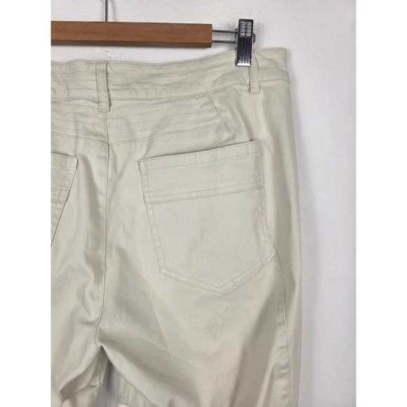 Peruvian Connection Womens Cream Moto Equestrian Slim Pants Ankle Zip Size 12 - Picture 4 of 7